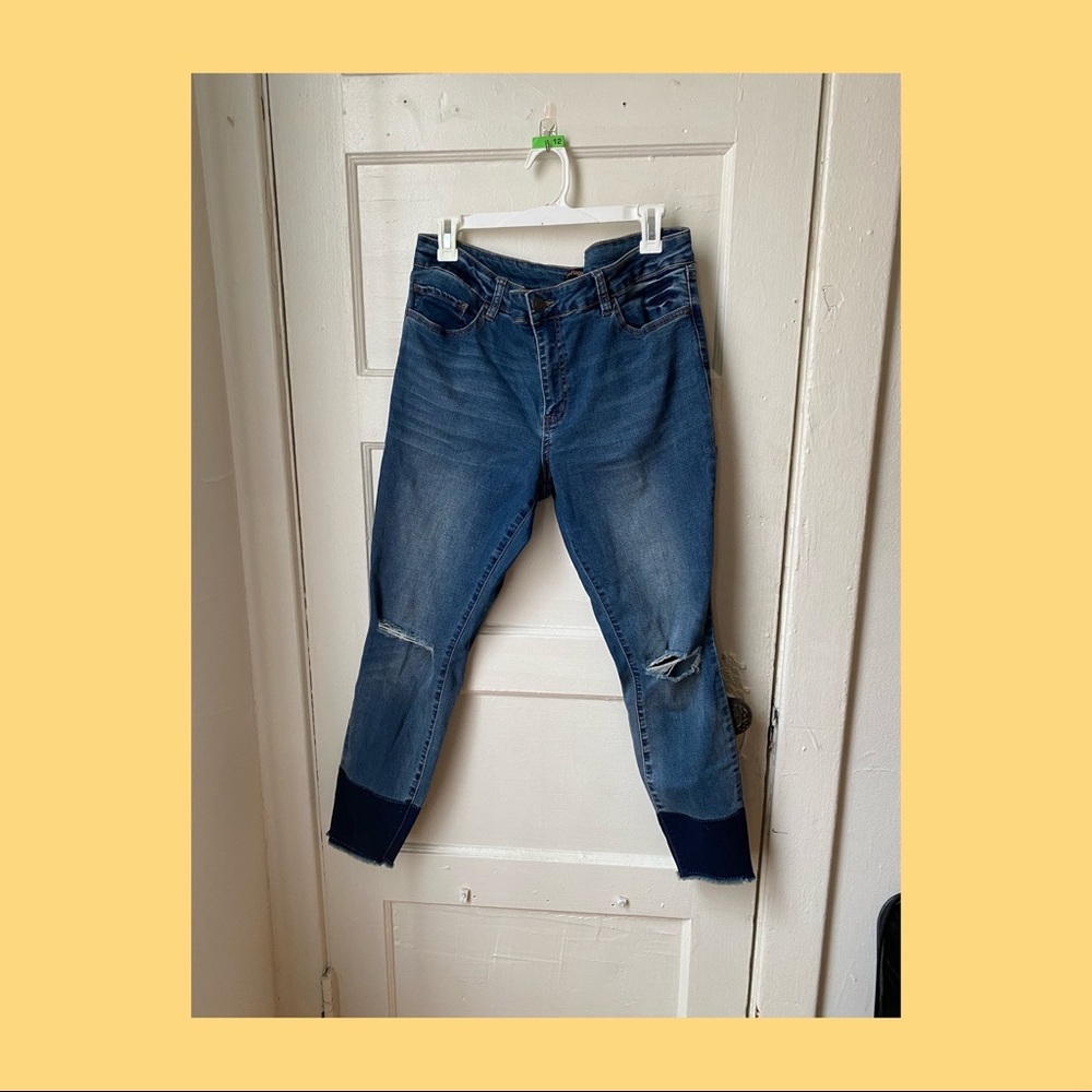 Refuge two-tone raw hem jeans